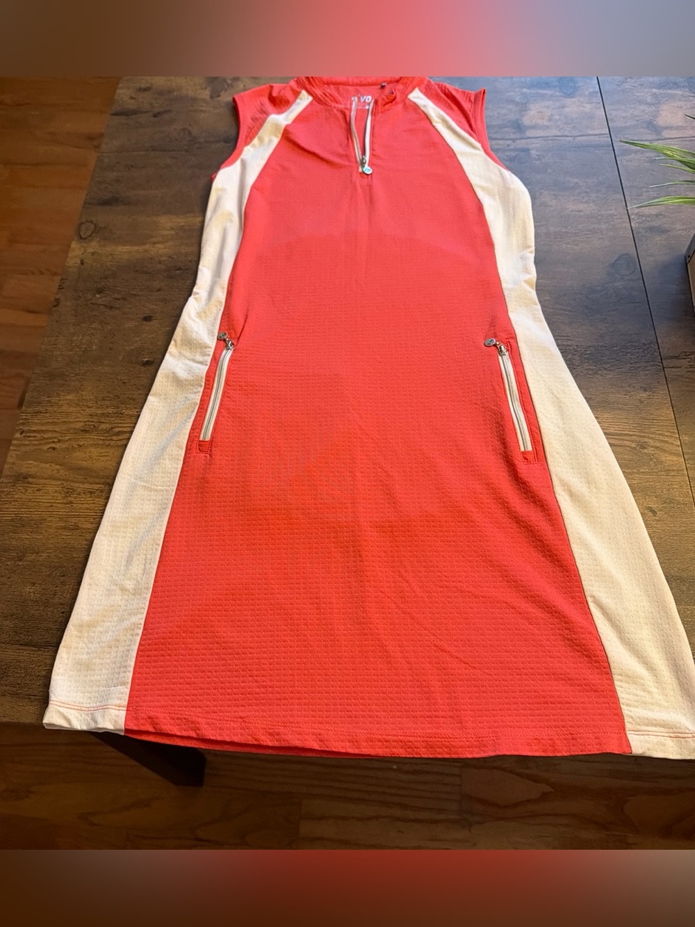 Sleeveless Sport Dress in Coral with White Side Panels